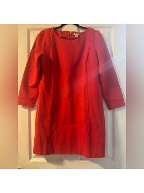 J. Crew Red Ponte Shift Mini Dress Women's M Zipper Back